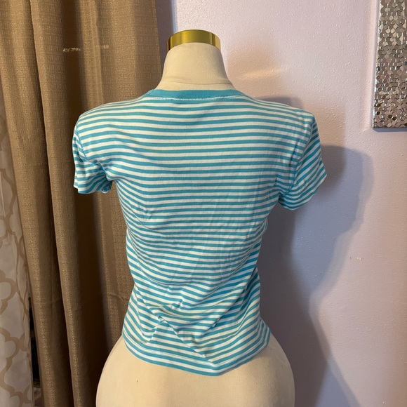 Tommy Hilfiger Blue and White Striped Short Sleeve Tee - Picture 2 of 3